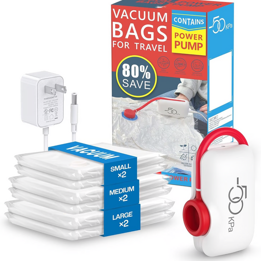 🔥Hot Sale 50% avslag🔥6-pakning USB elektriske vakuumkompresjonsposer - Spar plass, reis lett!