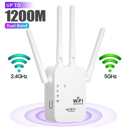🔥2025 hot salg 🎁1200Mbps Dual Band (5GHz/2,4GHz) WiFi-forlenger dekker 10 000 sq. ft og 50 enheter