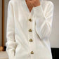 🌟2024 Hot Sale 49% Avslag🔥Dame Casual Vinter Ensfarget Garn Ullknapp Cardigan