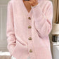 🌟2024 Hot Sale 49% Avslag🔥Dame Casual Vinter Ensfarget Garn Ullknapp Cardigan
