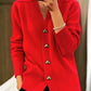 🌟2024 Hot Sale 49% Avslag🔥Dame Casual Vinter Ensfarget Garn Ullknapp Cardigan