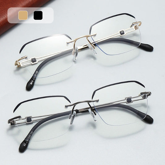 Fasjonable HD Rimless Cut Rim 0°Anti Blue Light Raw Crystal Glasses