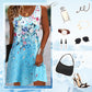 🌞Summer Essentials👗Kvinners blomster ermeløs sommerkjole