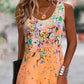 🌞Summer Essentials👗Kvinners blomster ermeløs sommerkjole