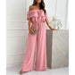 🌞Sommersalg🌺 Kvinners av - skulder ruffle jumpsuit - 60% avslag