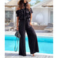🌞Sommersalg🌺 Kvinners av - skulder ruffle jumpsuit - 60% avslag