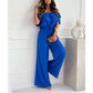 🌞Sommersalg🌺 Kvinners av - skulder ruffle jumpsuit - 60% avslag