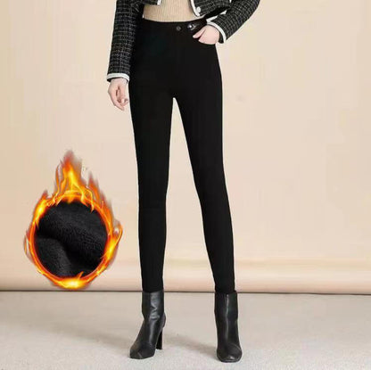 Høyt liv, smal passform, varm skinny jeans for kvinner