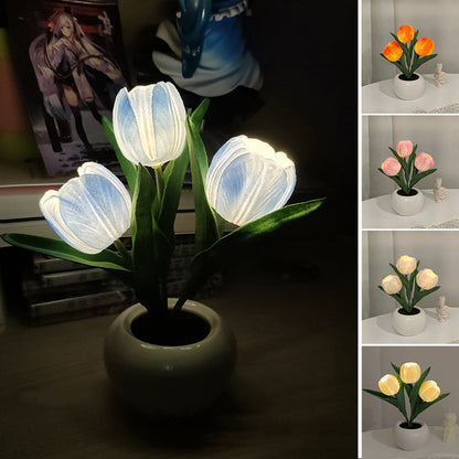 🔥LED Tulip Nattlys Blomsterbordlampe🌷✨